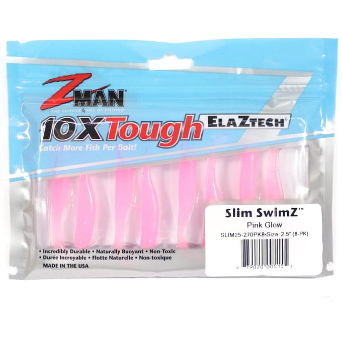 Zman Soft Lure Slim SwimZ 2,5 Inch 8/Pack Roze Glow (5155) blue