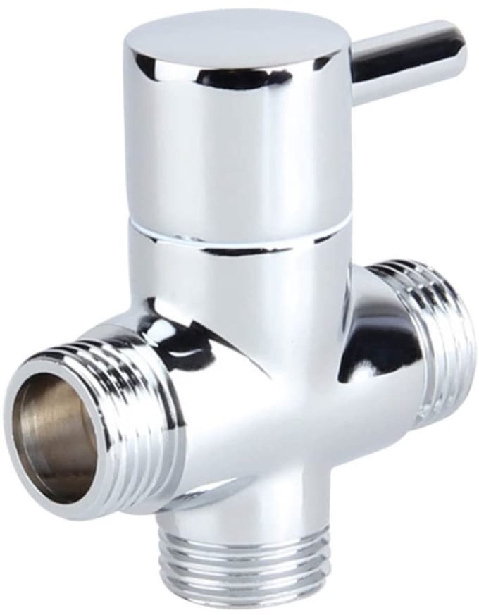 Dailygoods - Vervangende Doucheomstelklep - 3-Weg T-Adapter - Messing Constructie - Chroom Afwerking - Douchekop - G1/2 Aansluiting
