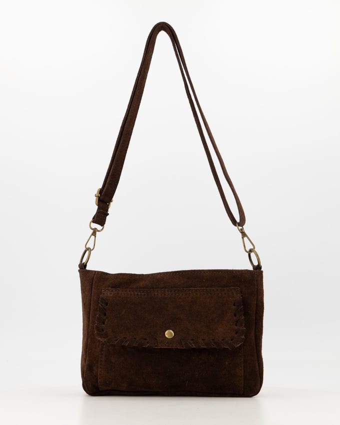 Tas -bruin- suède - veel ruimte -crossbody