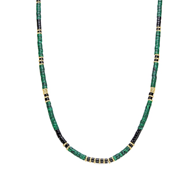 Luxent Sterling Zilver 925 en 18k goud afgewerkt Malachiet collier - Ilmina