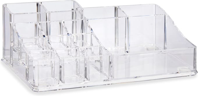Make-up organizer/opberger 14-vaks 22 x 12,5 cm van kunststof - Make-up houder