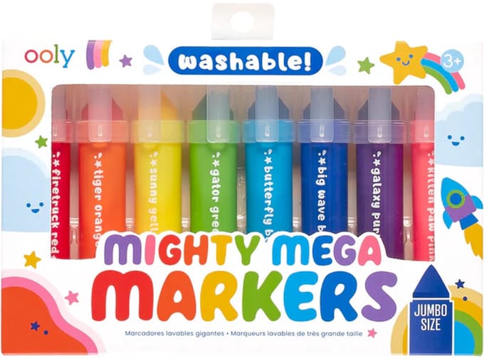 Ooly - Mighty Mega Markers - 8 Afwasbare kleuren - Perfect voor kleine handjes