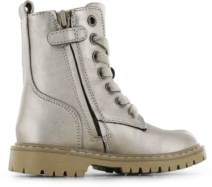 Go Banana's Champagne Bikerboot - Veterschoen Kind - Meisjes - Champagne Metallic - Microfiber Leer - Maat 32