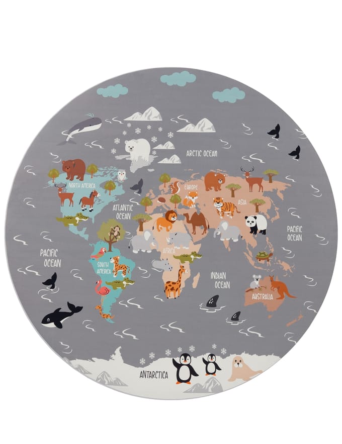 Kindertapijt Bini grijs  160 cm rond