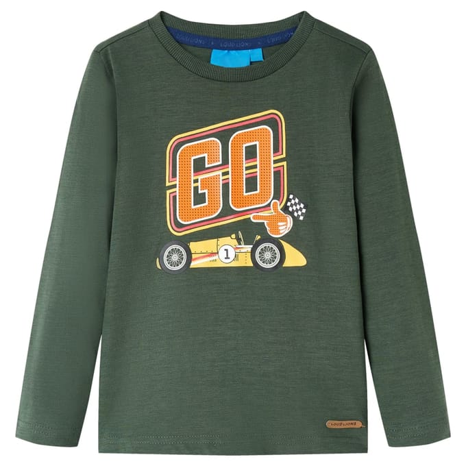 vidaXL - Kindershirt - met - lange - mouwen - 92 - donkergroen