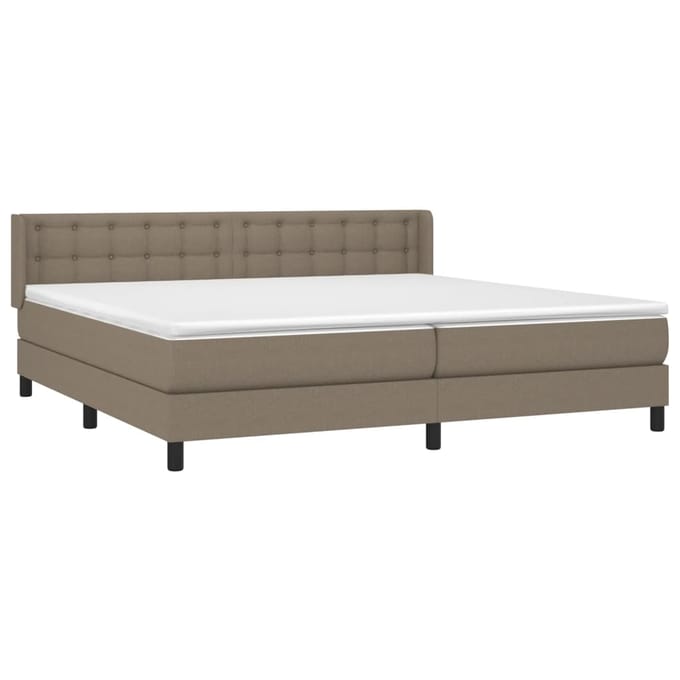 vidaXL - Boxspring - met - matras - stof - taupe - 200x200 - cm