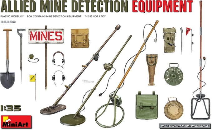 MiniArt Modelbouwpakket Militaire voertuigen - 35390 Allied Mine Detection Equipment Plastic - 1:35 - Modelbouw