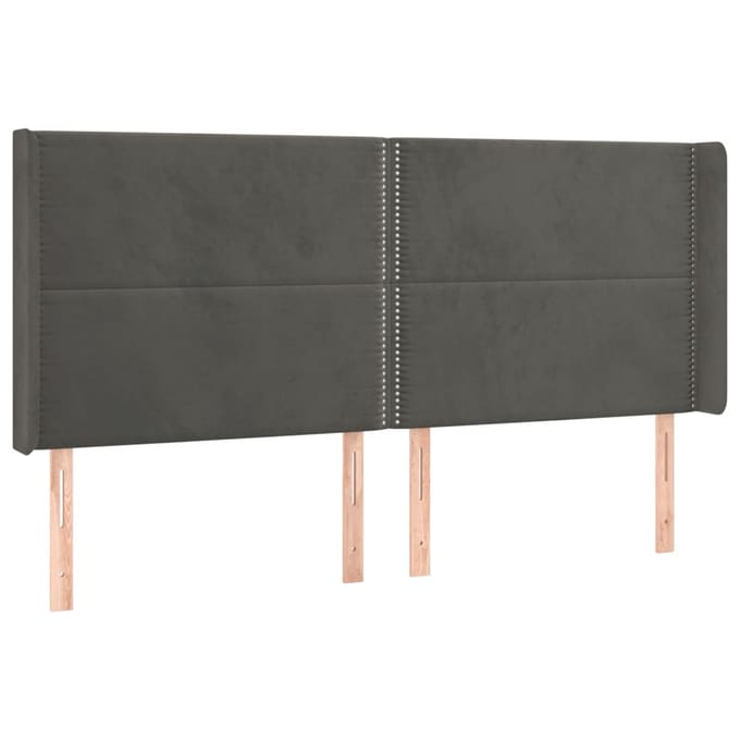 vidaXL - Hoofdbord - LED - 163x16x118/128 - cm - fluweel - donkergrijs