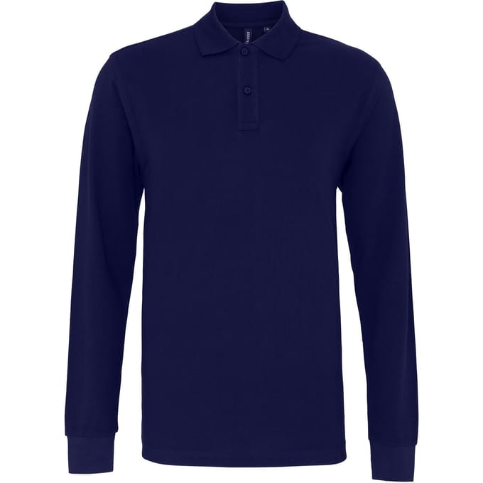 Asquith & Fox Heren Klassieke Pasvorm Poloshirt met lange mouwen (Marine)