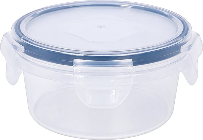 Broodtrommel 240 ml rond van PP met deksel en zijklemmen