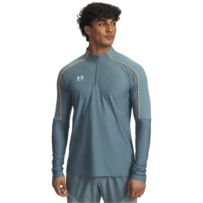 Under Armour Heren Challenger Pro Quarter Zip Midlayer (Grijs/Oranje)