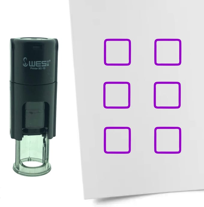 CombiCraft Stempel Lege checkbox of Vierkant 10mm rond - paarse inkt