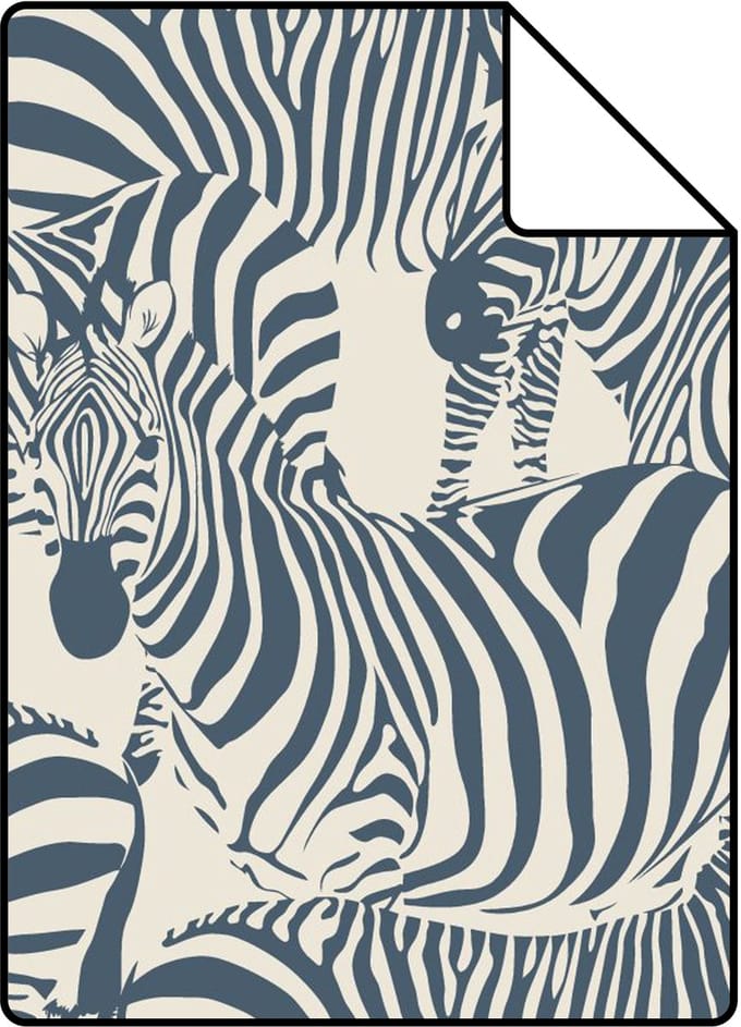 Proefstaal ESTAhome behang zebra's donkerblauw - 26.5 x 21 cm - 132213-S