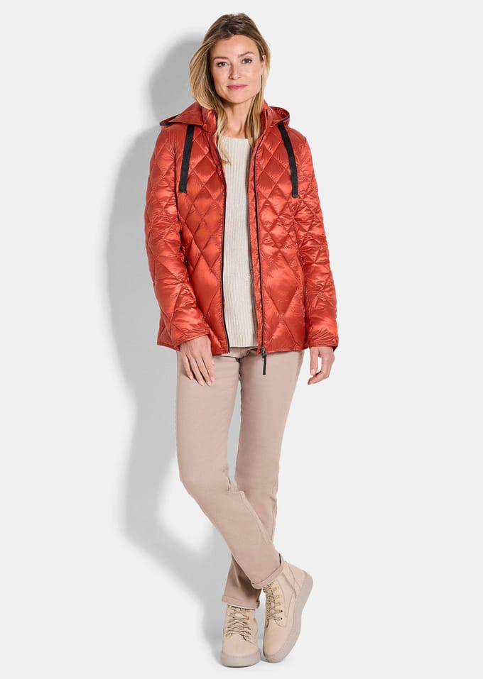 Gewatteerd jack met ruitmotief - terracotta - Gr. 23 van Goldner Fashion