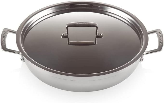 Ondiepe Braadpan RVS met Deksel 30 cm - 3-laags Antiaanbaklaag