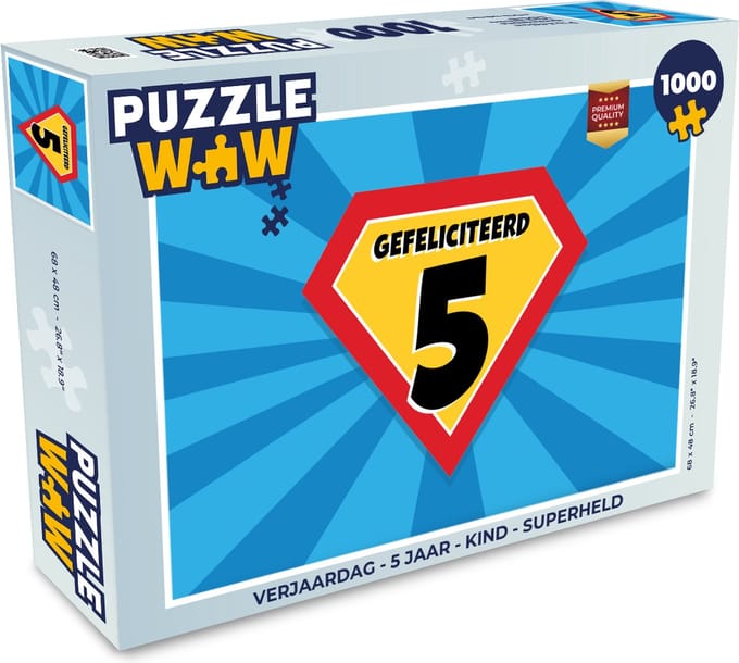 Puzzel Verjaardag - 5 jaar - Kind - Superheld - Legpuzzel - Puzzel 1000 stukjes volwassenen