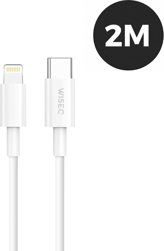 Lightning naar USB C kabel 2m – Fast Charge USB C laadkabel - geschikt voor Apple Lightning apparaten – wit – WiseQ
