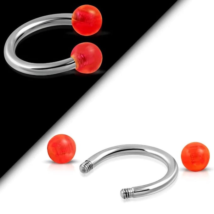 Aramat Jewels-Circular piercing rode balletjes- Chirurgisch staal-10mm