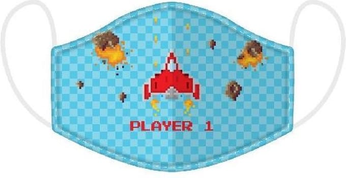 mondmasker player one, game over / Mondkapje met print