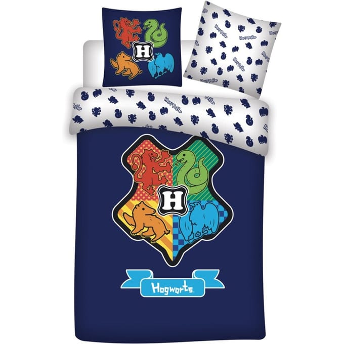 Harry Potter Dekbedovertrek Hogwarts Logo - Eenpersoons - 140 x 200 - Katoen