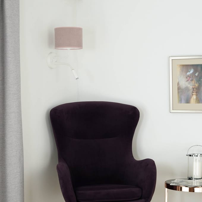 Duolla Wandlamp Soro, wit/roze, leeslampje
