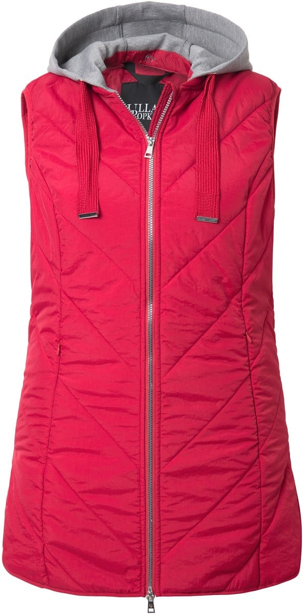 Ulla Popken - Dames - HYPRAR functionele doorgestikte bodywarmer waterafstotend - Robijnrood - Maat 42+