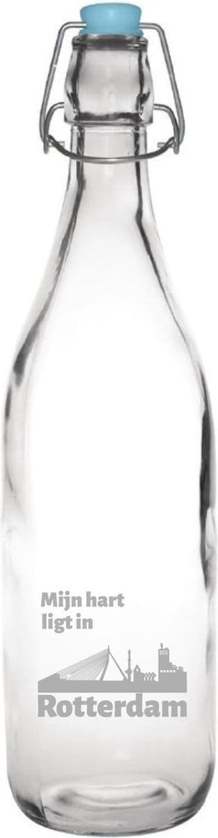 Gegraveerde glazen karaf 1 ltr Rotterdam