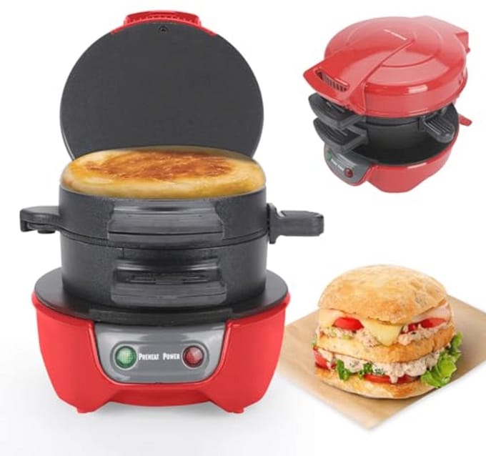 Efficiënte Sandwichmaker met Antiaanbaklaag en Multifunctionele Verwarmingsplaten - 600W
