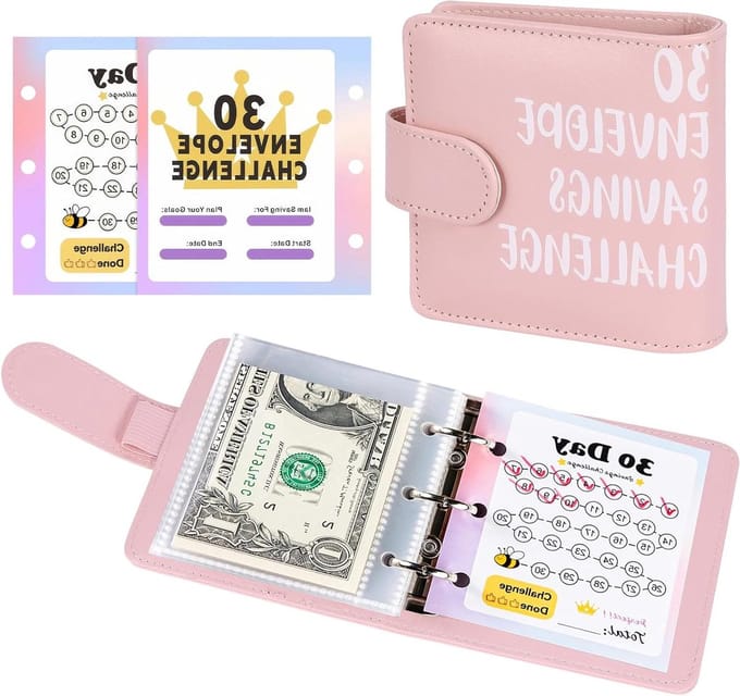 Allecto Plus - 30-dagen Geld Besparen Challenge Boek met Budgetplanner en Tracker - Roze