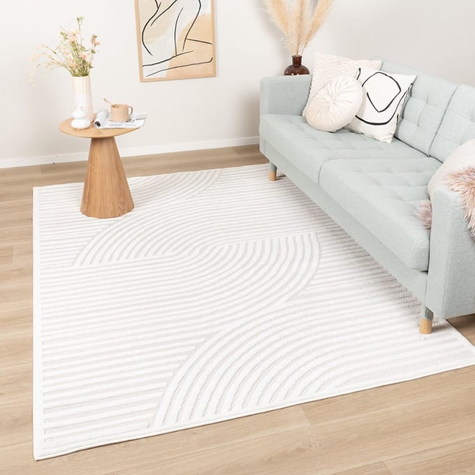 FRAAI Modern binnen- en buitenkleed - Nori Curves Wit - 200x290cm