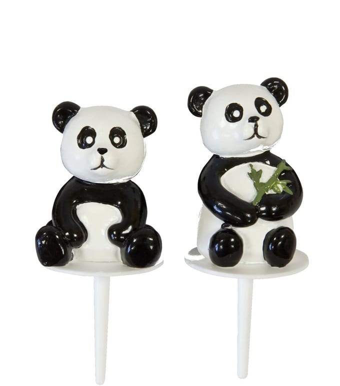 HOBI - 2 Panda harsfiguren 7 cm voor taart