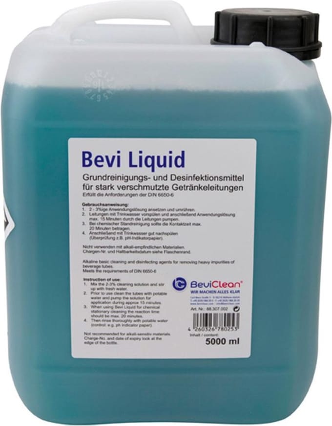 Reiniger, Reinigingsmiddel - BEVI Liquid 5L, voor het reinigen van leidingen en drankcontainers