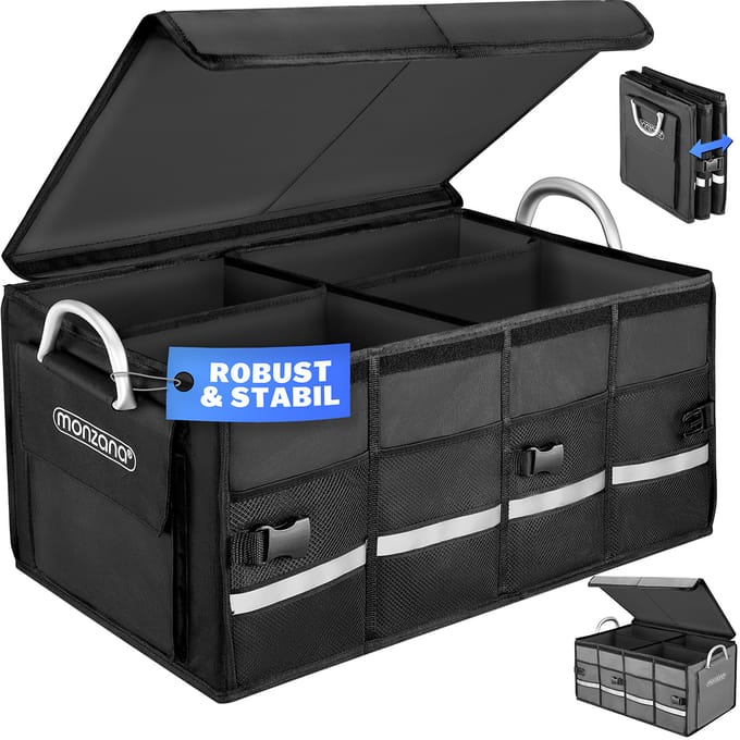 Monzana Kofferbak Organizer - 68L Waterdicht Opvouwbaar - Zwart