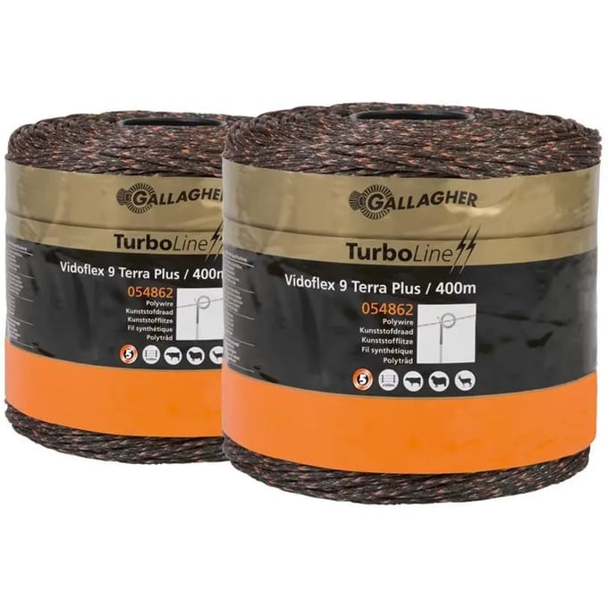 Gallagher Vidoflex 9 TurboLine Plus Terra (Duopack 2x400m) - Voor optimale stroomgeleiding