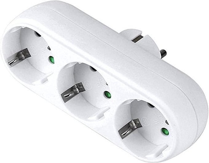 Elektrawebshop Stopcontact stekker 3 voudig wit horizontaal met randaarde - 226660