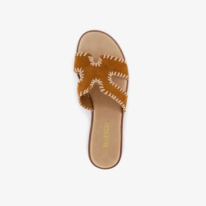 Blue Box dames slippers cognac - Maat 41