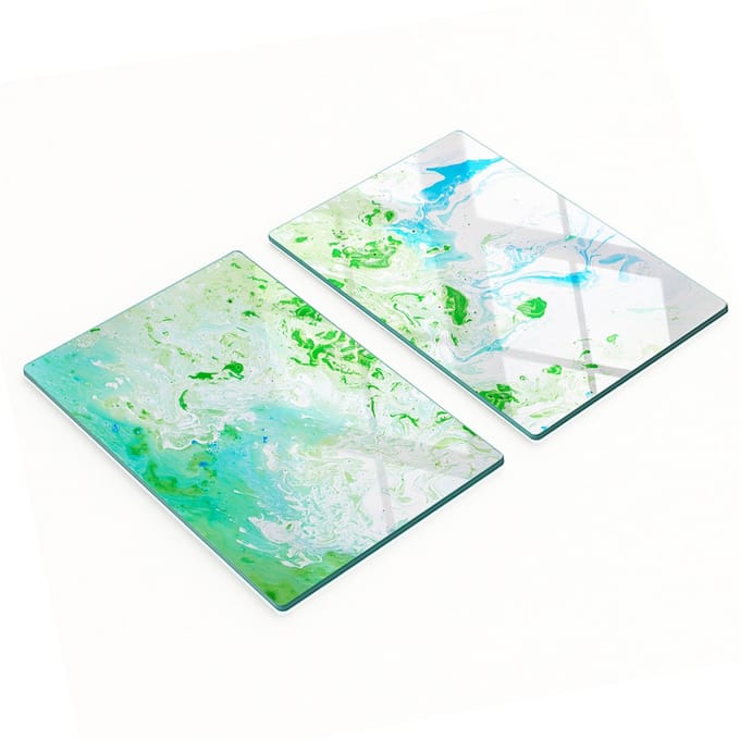 Geharde multifunctionele decoratieve glazen panelen, abstract ontwerp, 2x40x52 cm
