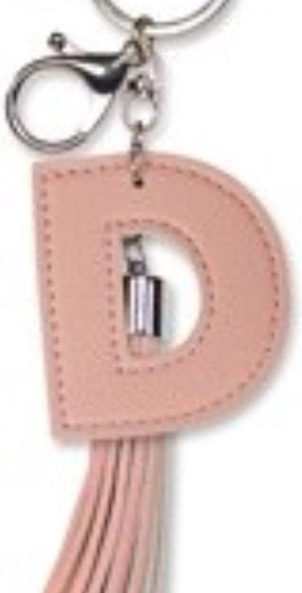 Sleutelhanger met kwastje | Imitatie leer | Roze | D