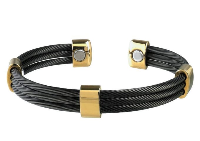 Magneet Armband Trio Cable Black Gold-XL