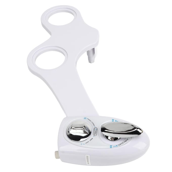 Badkamer bidet met dubbele sproeikop voor koud water, verstelbare bidetopzetstuk met slang. white