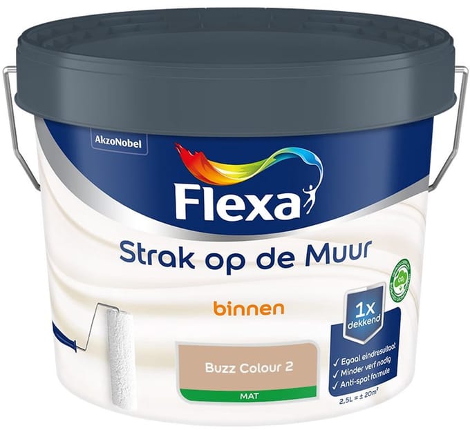Flexa - Strak Op De Muur Binnen Mat - Buzz Colour 2 - Mengverf - 2,5 L