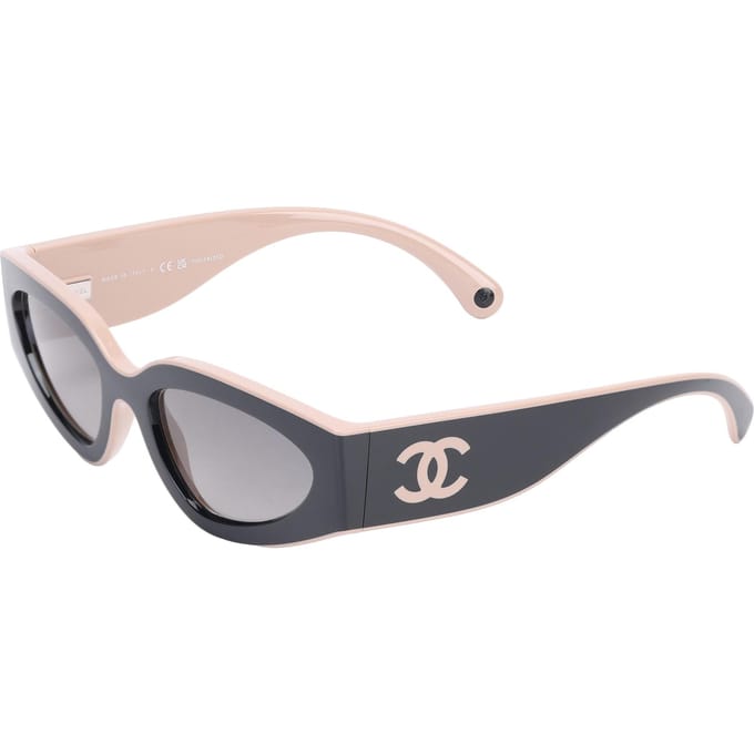 Lunettes de soleil Chanel œil de chat avec logo Lunettes de soleil unisexes Noir CH6056-C534/M3 Basic Packaging-Eyeglass Case+Box,F,Black gray