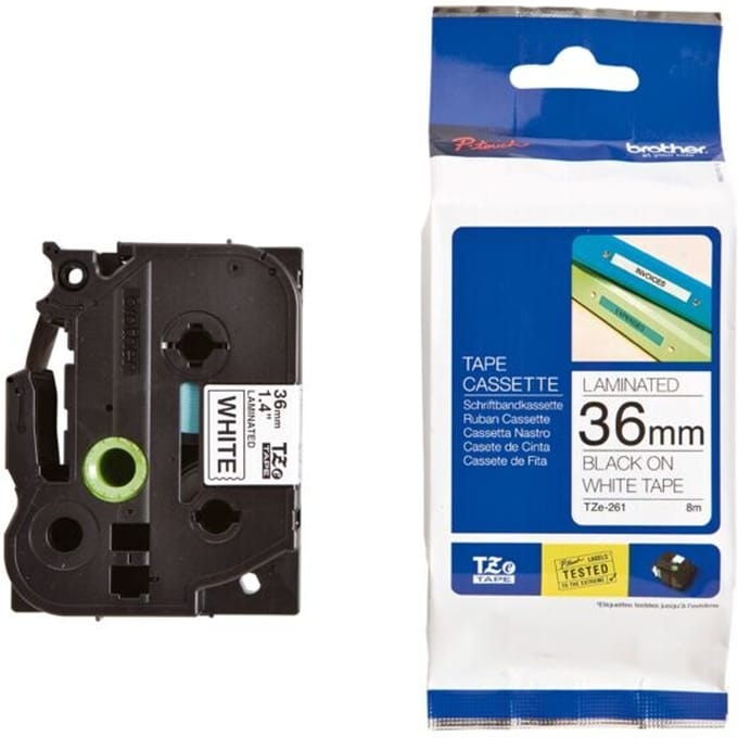 Brother lint beletteringssysteem TZe-261, 36 mm, wit/zwart