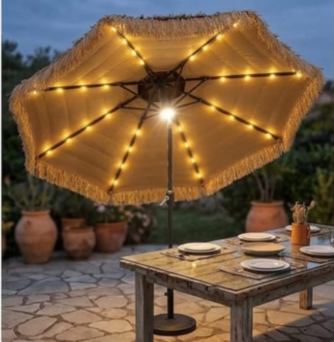 Stroparasol 270 cm met LED - Naturel - Novihome