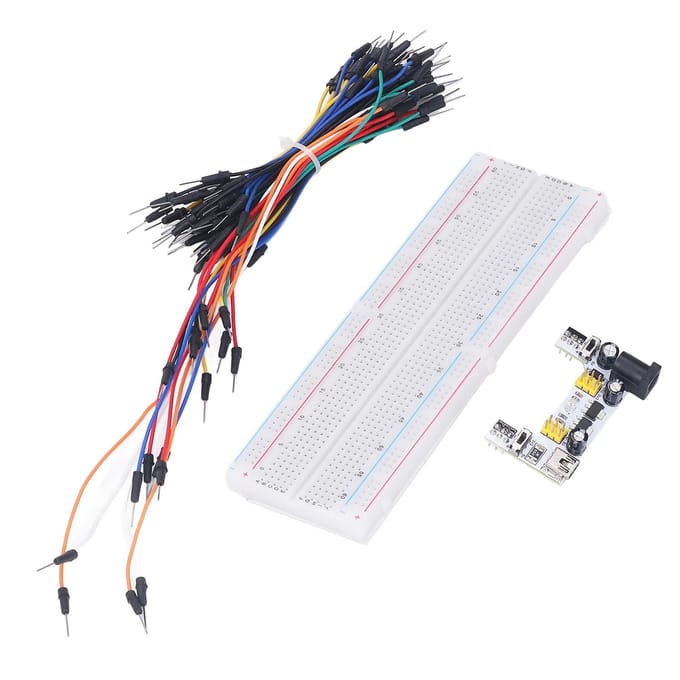Kit Platine d'Essai Électrique 830 Points de Connexion pour Débutant avec Alimentation Câbles Jumper 12V