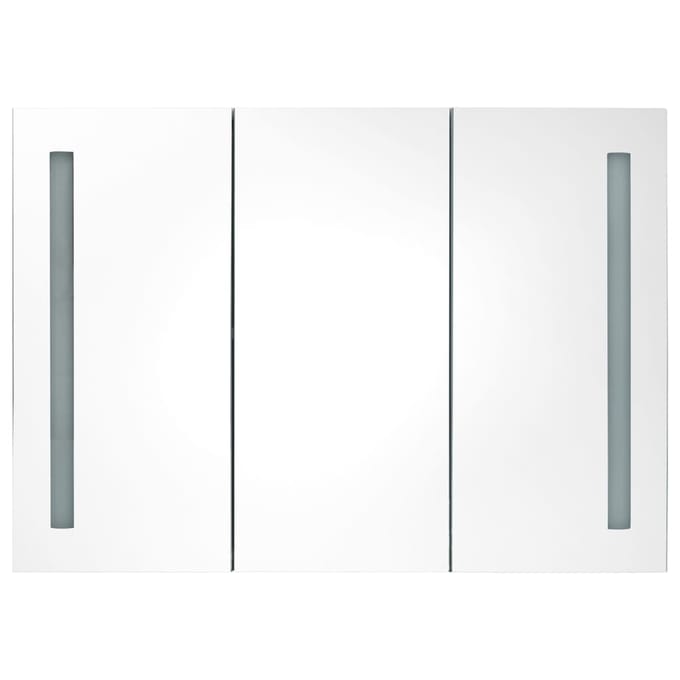 vidaXL - Badkamerkast - met - spiegel - en - LED - 89x14x62 - cm - eikenkleurig