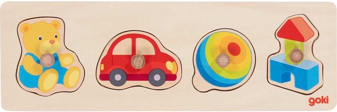 Goki Wooden Stud Puzzle My Toys 4 pcs.