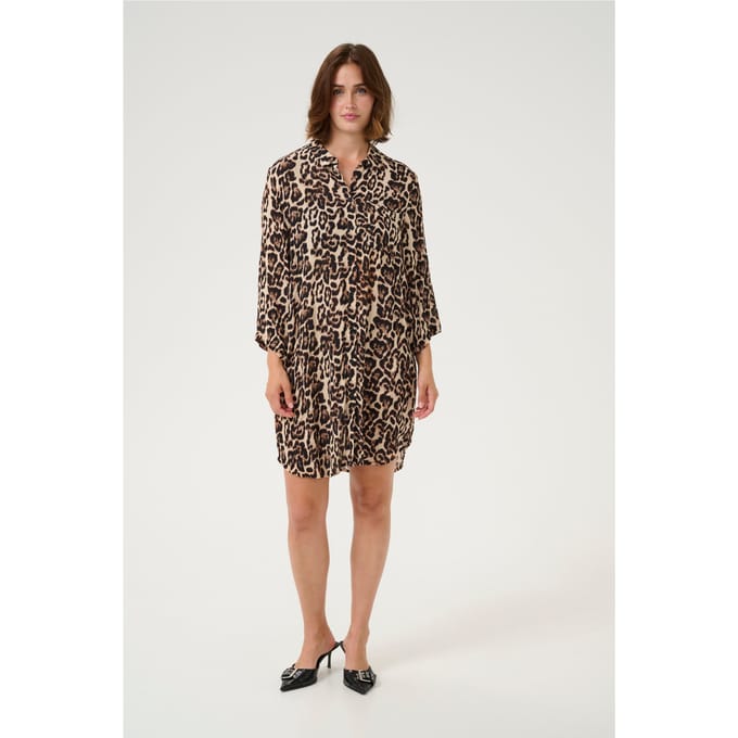 Overhemd met lang mouwen Loose fit Naturel Leopard Print