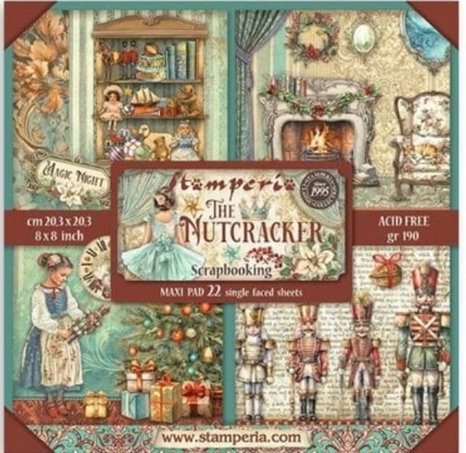 Stamperia The Nutcracker 8x8 Inch Paper Pack Maxi (Single Face) (SBBSXB04)