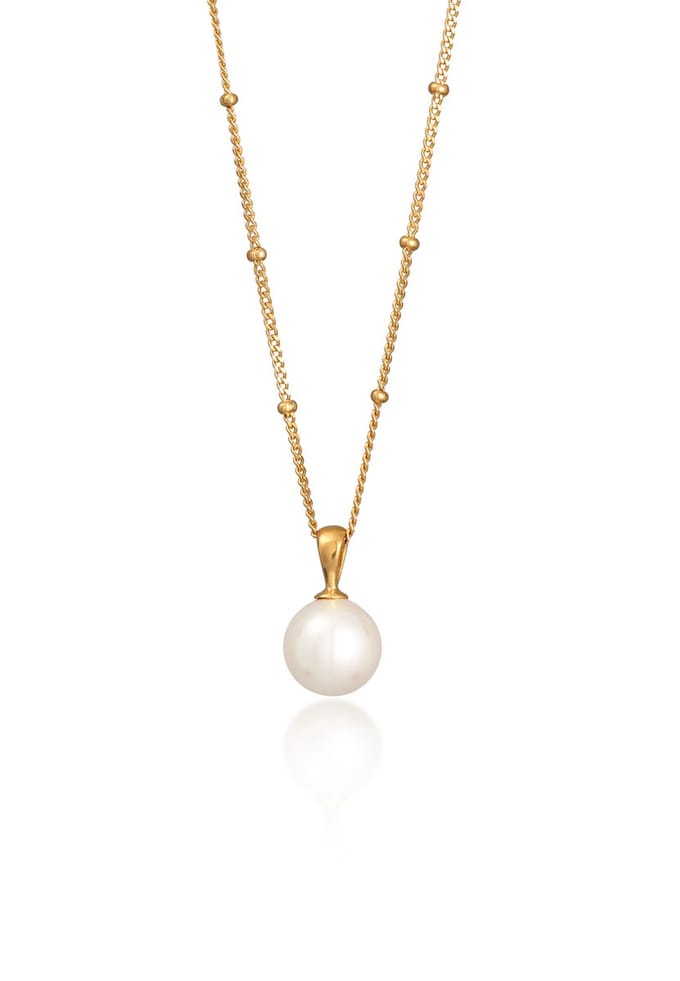 Elli - Halsketting - Dames Hanger Elegante Bollen met schelp Parel in 925 Sterling Zilver Verguld - Dames
